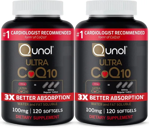 Qunol Ultra Coq10 de 100 mg, 3 veces mejor absorción, suplemento natural soluble en agua y grasa patentado, forma de coenzima Q10, antioxidante para