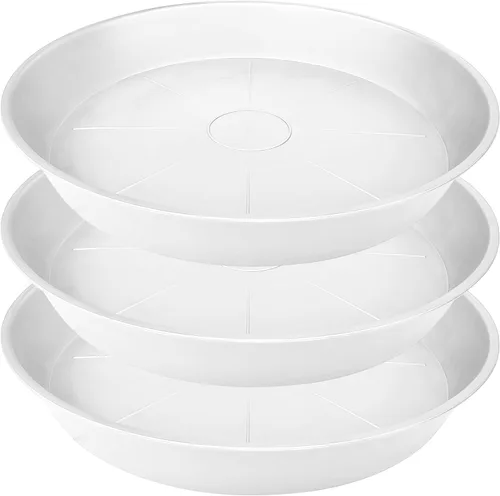 Vista 37 de Paquete 2 platos 14 pulgadas para plantas, resistentes, bandejas redondas de plástico para macetas, para agua, interiores, bandeja de goteo