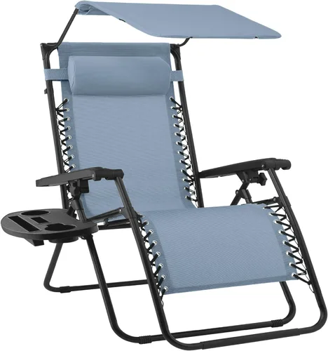 Vista 74 de Best Choice Products Silla reclinable plegable de gravedad cero para exteriores, de patio, para salón al aire libre, con toldo ajustable