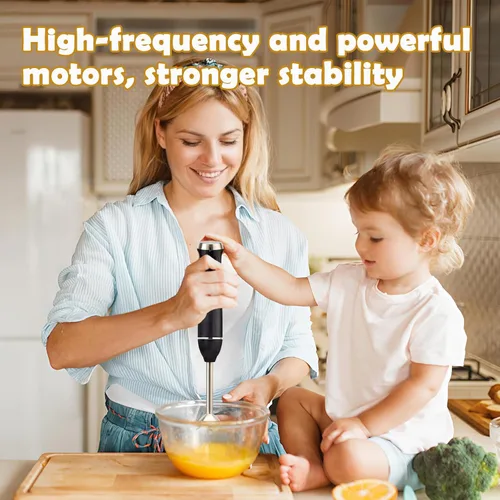 Vista 6 de Batidora de mano de 300 W - Mezclador de barra de inmersión para batidos, alimentos para bebés, salsas, bebidas - Batidora de cocina compacta