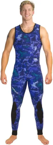 Vista 2 de MAKO Traje de neopreno de pesca submarina para hombre, Yamamoto 3D, azul océano, camuflaje, 2 piezas