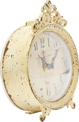 Vista 6 de Creative Co-Op Reloj decorativo de estaño envejecido, color crema