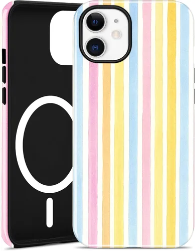 Vista 9 de Jusy Compatible con MagSafe Funda de Teléfono a Rayas para iPhone 7/8/SE, Bonita Funda de Teléfono Protectora Magnética Estética de TPU Suave y PC