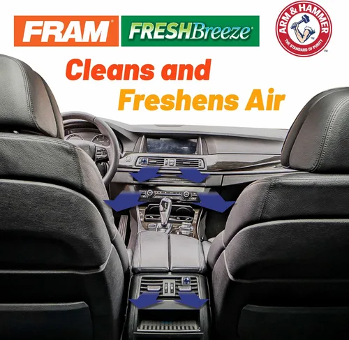 Vista 3 de Filtro de aire de cabina FRAM Fresh Breeze con carbón activado y bicarbonato de sodio Arm & Hammer, CF8813A para vehículos Honda