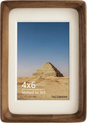Vista 15 de Marcos de Fotos de Madera Natural Inspirados para Mesa con Alfombrilla, Visualización Vertical u Horizontal (Teca, 3x4 con alfombrilla de 2x3)
