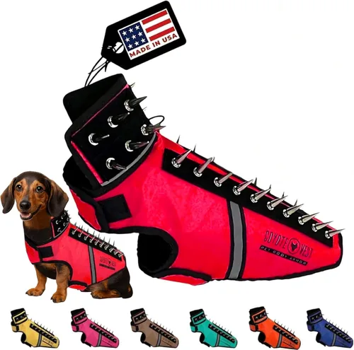 Vista 18 de CoyoteVest SpikeVest - Chaleco de arnés para perro, accesorios reflectantes para perros con picos para proteger a tu mascota de ataques de Raptor