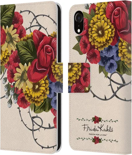 Vista 32 de Head Case Designs Funda con licencia oficial de Frida Kahlo Portrait Red Florals - Funda de piel tipo cartera compatible con Apple iPhone 14 Pro