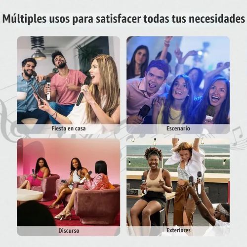 Vista 8 de talomen Juego de micrófonos inalámbricos para cantar, sistema de micrófonos de mano recargables de 2.4 GHz con receptor (160 pies), paquete de 4