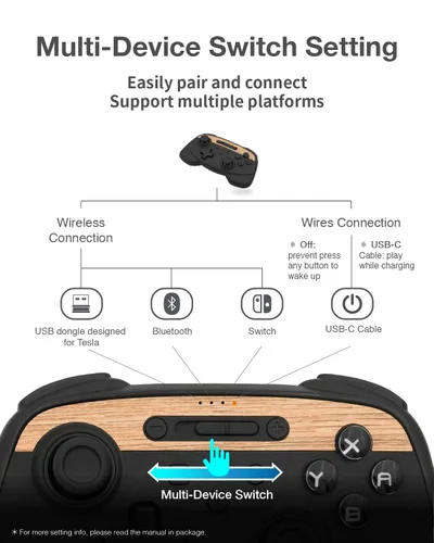 Vista 6 de JOUWA Multi-Device Wireless Controller Compatible for Tesla Model 3Y Model S Plaid,Model X Plaid Compatible for Switch, one controller set, SPECIAL