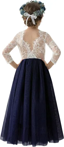 Vista 13 de 2Bunnies - Vestido de fiesta con tutú de tul, espalda de encaje de rosa, tipo A, para niñas Maxi sin mangas de encaje