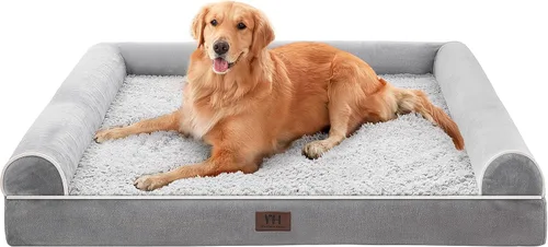 WESTERN HOME Camas para perros de tamaño grande, cama ortopédica grande para mascotas con forro impermeable, funda extraíble lavable y parte