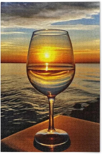 Sunset View Glass Jigsaw Puzzles 500 Pieces for Adults with Mesh Storage Bag 2012109