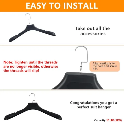 Vista 7 de DEDU Perchas de traje para hombres, paquete de 10 perchas para suéteres, sin protuberancia, antideslizantes, ancho de 17.7 pulgadas, perchas