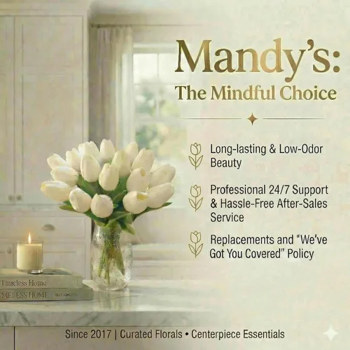 Vista 8 de Mandy's - 20 flores blancas artificiales de seda de tulipán artificial de 13.5 pulgadas para Año Nuevo, primavera, Día de la Madre, Pascua, Día