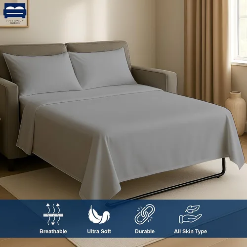 Vista 4 de Cottingon Sábanas individuales de 4 piezas para sofá cama individual, sábanas de sofá 100% microfibra cepillada, se adapta fácilmente a colchones