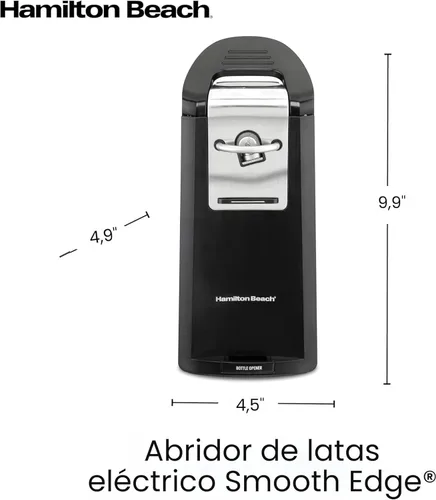Vista 8 de Hamilton Beach Smooth Touch - Abrelatas automático eléctrico con palanca de fácil empuje, para todos los tamaños estándar y Pop-Top, extra alto