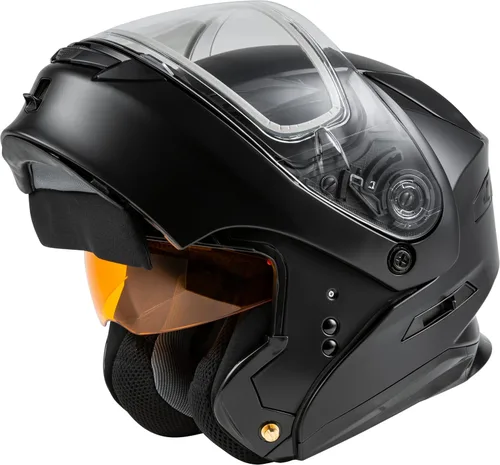 Vista 3 de GMAX MD-01S, casco modular aprobado por DOT, escudo de doble lente para deportes de nieve y motor (negro mate, XS)