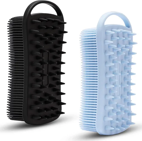 Vista 11 de 2 piezas de cepillo corporal de silicona, cepillo de baño y ducha exfoliante 2 en 1, esponja de loofah de silicona suave para piel sensible