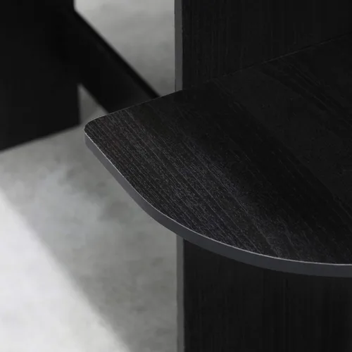 Vista 110 de Furinno - Escritorio compacto para computadora con estantes, Tablero de partículas, Marrón oscuro
