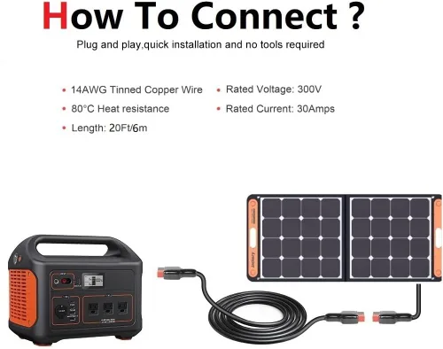 Vista 5 de Anderson Cable de extensión de 20 pies 14AWG Anderson conector a enchufe Anderson conectar Jackery/Renogy/Boulder 200 paneles solares a Jackery