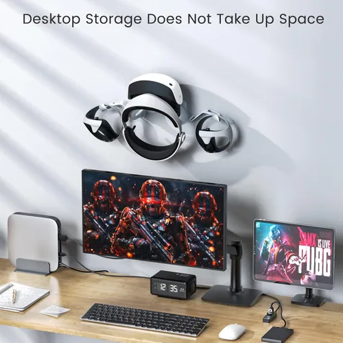 Vista 6 de DGLOZE VR Wall Mount Stand Holder Hook for VR2,Valve Index,MetaOculus Quest2, Rift,Vive Cosmos and Mixed Reality Headsets, Fits Most VR Headset