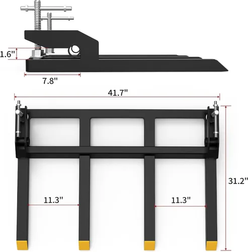 Vista 9 de YITAMOTOR Horquillas de Escombros con Abrazadera para Cucharón de 48", Horquilla de Palé de Servicio Pesado con Capacidad de 2500 lbs Compatible