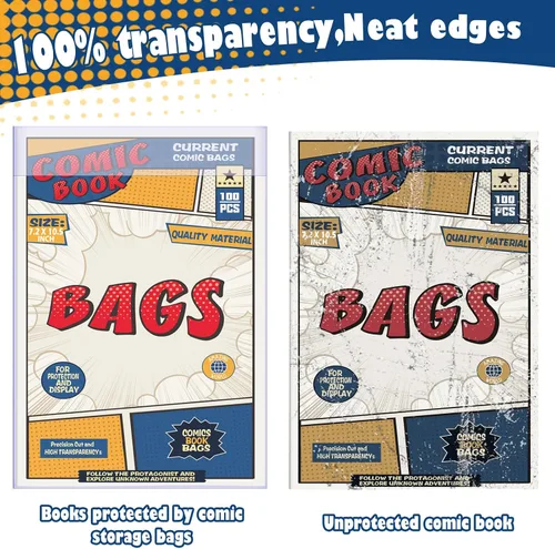 Vista 5 de Leffis Paquete de 100 tableros de cómics, tableros de cómics de tamaño actual