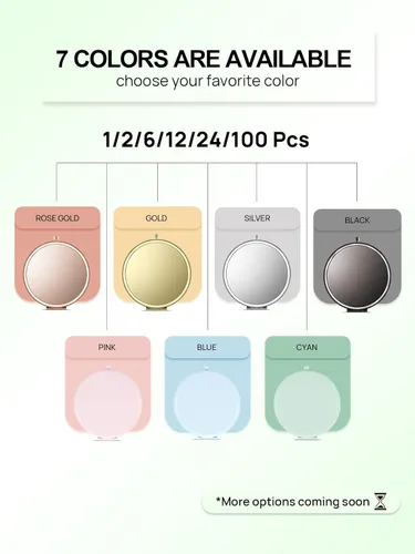 Vista 4 de Espejo compacto para bolso, espejos de maquillaje de bolsillo de metal con aumento de doble cara 1X/2X (redondo, cian)