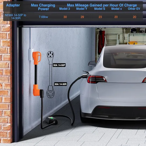 Vista 4 de Nilight Cable adaptador de cargador para secadora EV, 50 amperios a 30 amperios, 4 clavijas, cobre puro, 125 V/250 V, salida a enchufe, conversión