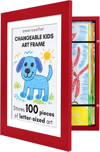 Americanflat - Marco para arte infantil de 10 x 12.5 pulgadas, con carga frontal, marco de 8.5 x 11 pulgadas con paspartú/10 x 12.5 pulgadas sin