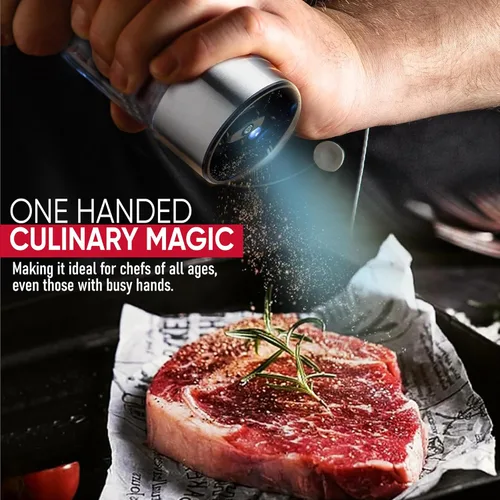 Vista 6 de Juego de molinillo de sal y pimienta recargable, molinillo eléctrico automático con 6 niveles de grosura, luz LED, funcionamiento de botón, carga