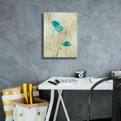 Vista 7 de Epic Graffiti 'Tealqoise Flowers 2' por Jadei Graphics, arte de pared en lienzo, 12 x 16 pulgadas