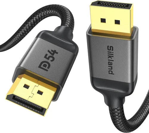 Vista 10 de Silkland Cable DisplayPort 2.1 corto de 54 Gbps de 1.5 pies [certificado VESA], cable DP 2.1 [16K @30Hz, 8K @120Hz, 4K @240Hz, 2K @360Hz] HDR, DSC