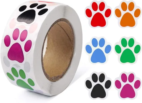 Calcomanías de huellas de patas, calcomanías de perro, calcomanías de huellas de patas, etiquetas autoadhesivas coloridas con forma de animal, sello