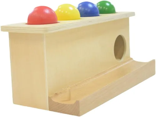 Vista 5 de Montessori - Pelota de madera para niños pequeños, juguetes para niños en edad preescolar, juguetes de empuje, multicolor