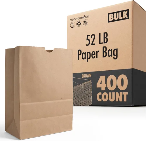 Vista 11 de Stock Your Home Bolsas de papel kraft marrón de 52 libras (50 unidades) – Bolsas de comestibles grandes a granel para compras