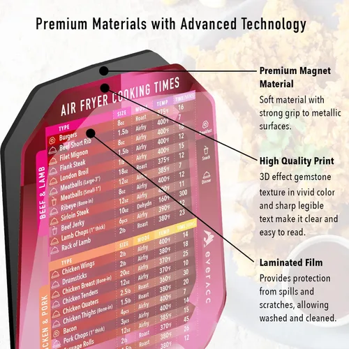 Vista 7 de Juego de hojas magnéticas para freidora de aire, tabla de tiempos de cocción de freidora de aire instantáneo, accesorios para freidora de aire, hoja