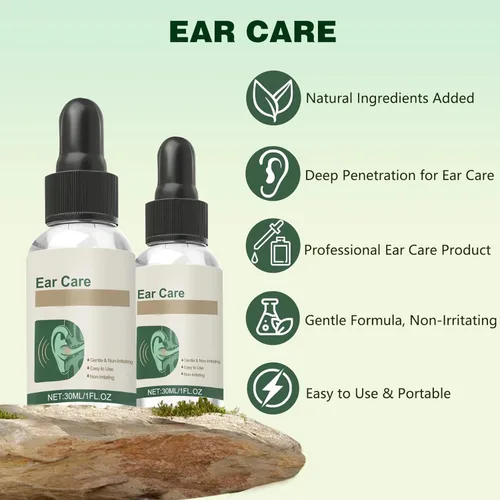 Vista 2 de Gotas para el cuidado de los oídos, fórmula suave, ingredientes naturales, alivia el tinnitus desbloqueando secreciones para la higiene diaria