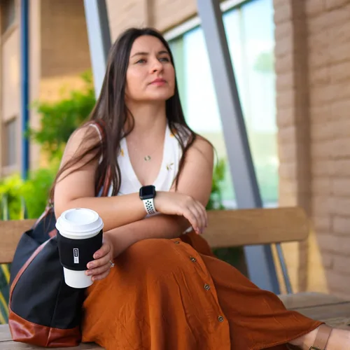 Vista 5 de Sok It HotSok Coffee & Tea - Funda de neopreno con aislamiento reutilizable (floral abstracto)