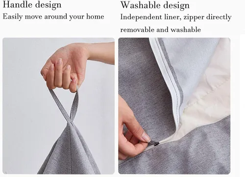 Vista 93 de NIBHZ Funda de hojaldre de pera sin relleno, de lino y algodón, con cojín de pera, puf, sofá perezoso, funda moldeable, verde, 27.6 x 31.5 in