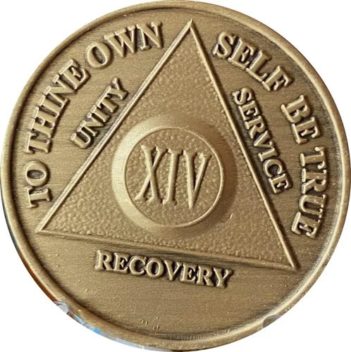 Vista 3 de wendells - Chip de aniversario de bronce con medallón AA de 14 años, Bronce, No es una piedra preciosa