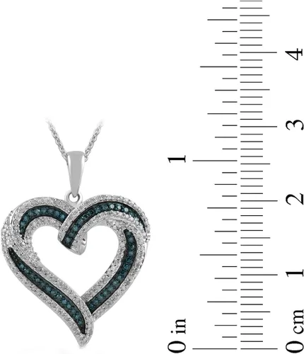 Vista 4 de Amazon Essentials Collar con colgante de corazón de diamantes azules y blancos de plata esterlina, 0.5 cttw, 18 pulgadas