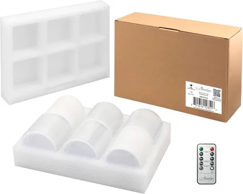 Vista 7 de Stonebriar 3 Cuenta Velas de Pilar LED Sin Llama de Cera Blanca Real 3x3 con Control Remoto y Temporizador