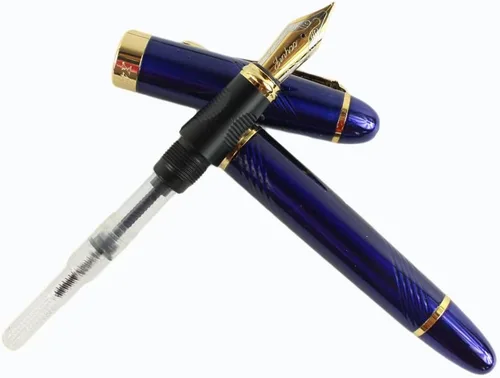 Vista 5 de Gullor Pluma estilográfica 450 azul con líneas talladas punta mediana