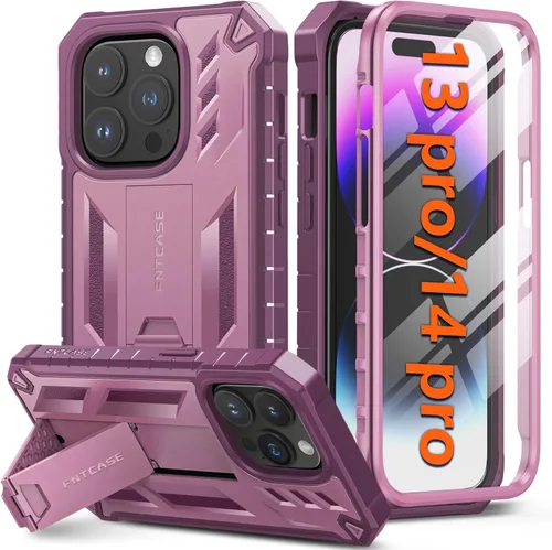 Vista 9 de FNTCASE Funda para iPhone 14-Pro: Fundas para iPhone 13 Pro Funda de protección de grado militar a prueba de caídas con soporte TPU resistente