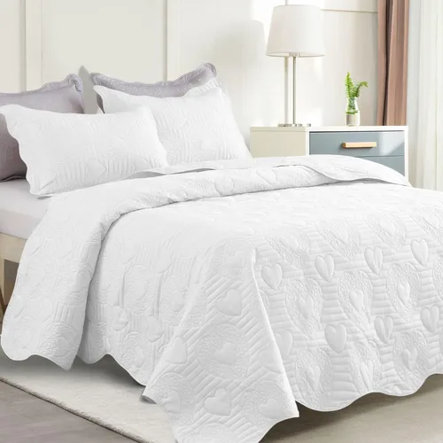 Vista 15 de Auemtyn Juego de edredón de tamaño Full/Queen de 3 piezas, colcha de verano suave y ligera, cobertor de cama de microfibra reversible para todas