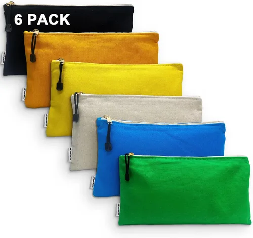 Bolsa de herramientas de lona con cremallera, paquete de 6 bolsas de herramientas resistentes, bolsas de almacenamiento multiusos con cremalleras de