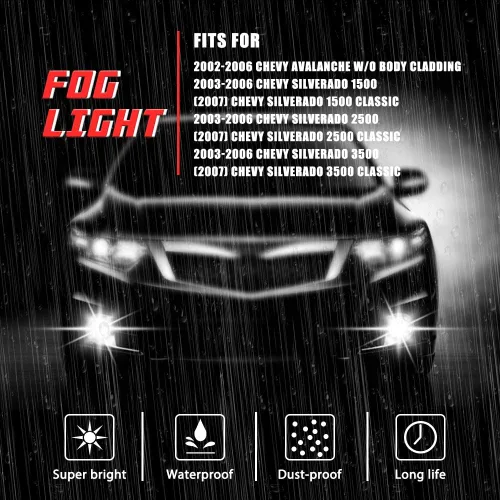 Vista 3 de A ABIGAIL Luces antiniebla de conducción de repuesto para Chevy Silverado 2003 2004 2005 2006 2007 todos los modelos Avalanche 2002-2006 sin