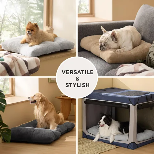 Vista 6 de Bedsure Cama para perros pequeños lavable, cómoda almohada de felpa esponjosa, antideslizante y lavable a máquina, alfombrilla de dormir para Gris