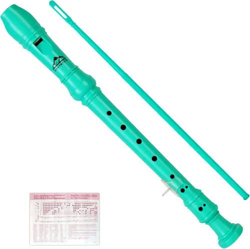 Vista 10 de Eastrock Grabadora de instrumentos de estilo alemán soprano azul 3 piezas para principiantes con varilla de limpieza, tabla de dedos, bolsa